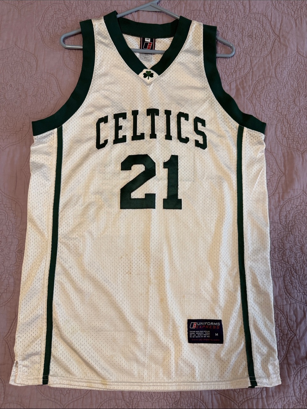 Celtics #21 White & Green Basketball Jersey by